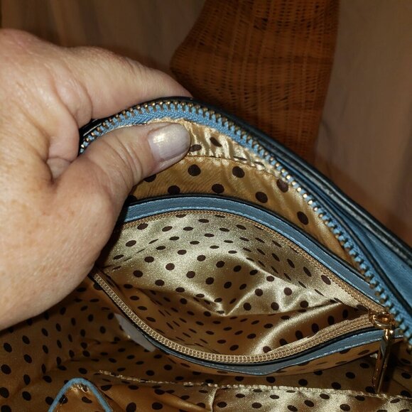 Melie Biaco Women's Vegan Blue Leather Shoulder Bag/Crossbody w/Gold Hardware - Picture 14 of 15